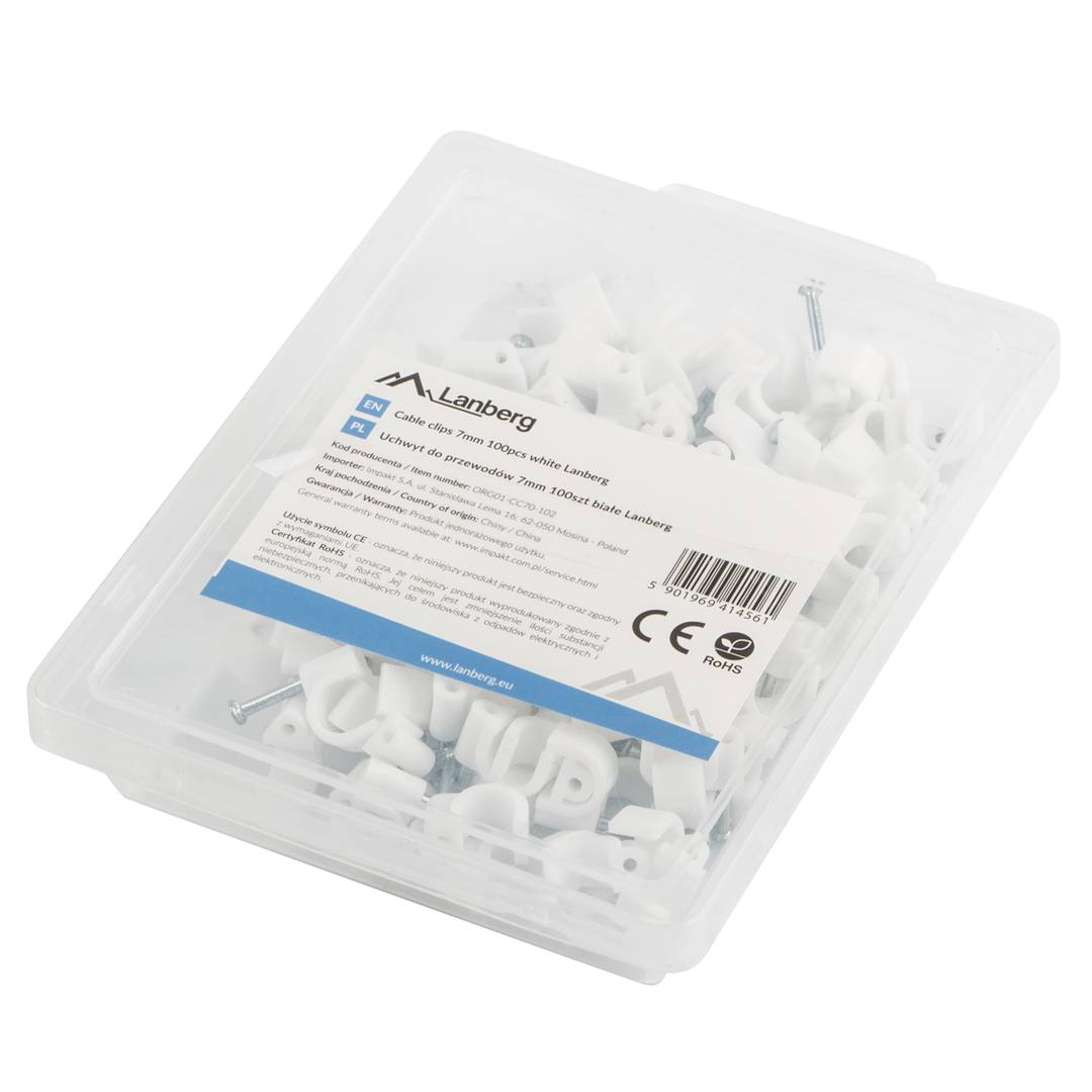 Paquet de 100 unités Lanberg 7 mm serre-câble blanc ORG01-CC70-102