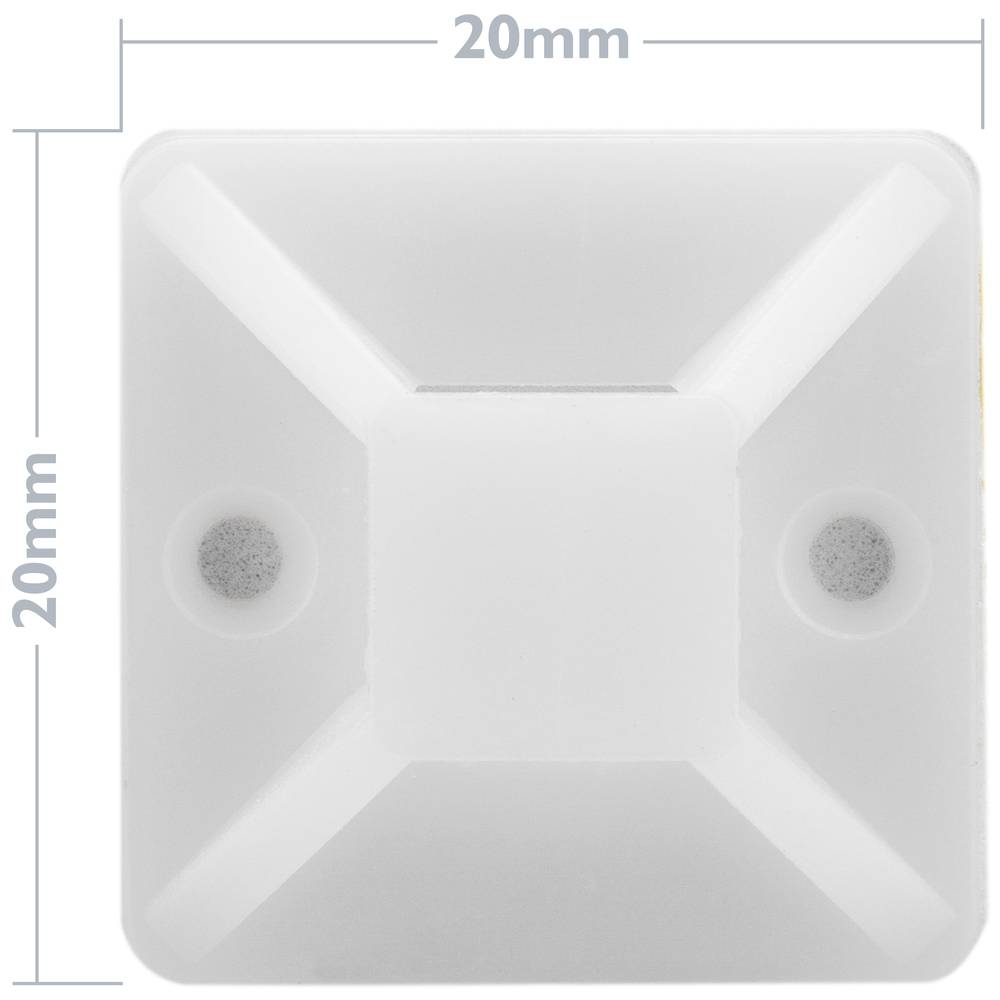 Pack de 100 bases blanques autoadhesives 20x20mm per brides de 5 mm