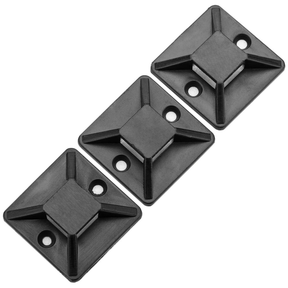 Pack de 100 bases negres autoadhesives 20x20mm per brides de 5 mm