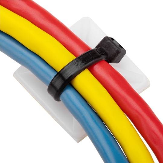 Confezione da 100 basi bianche autoadesive 25x25mm per fascette da 6,2mm