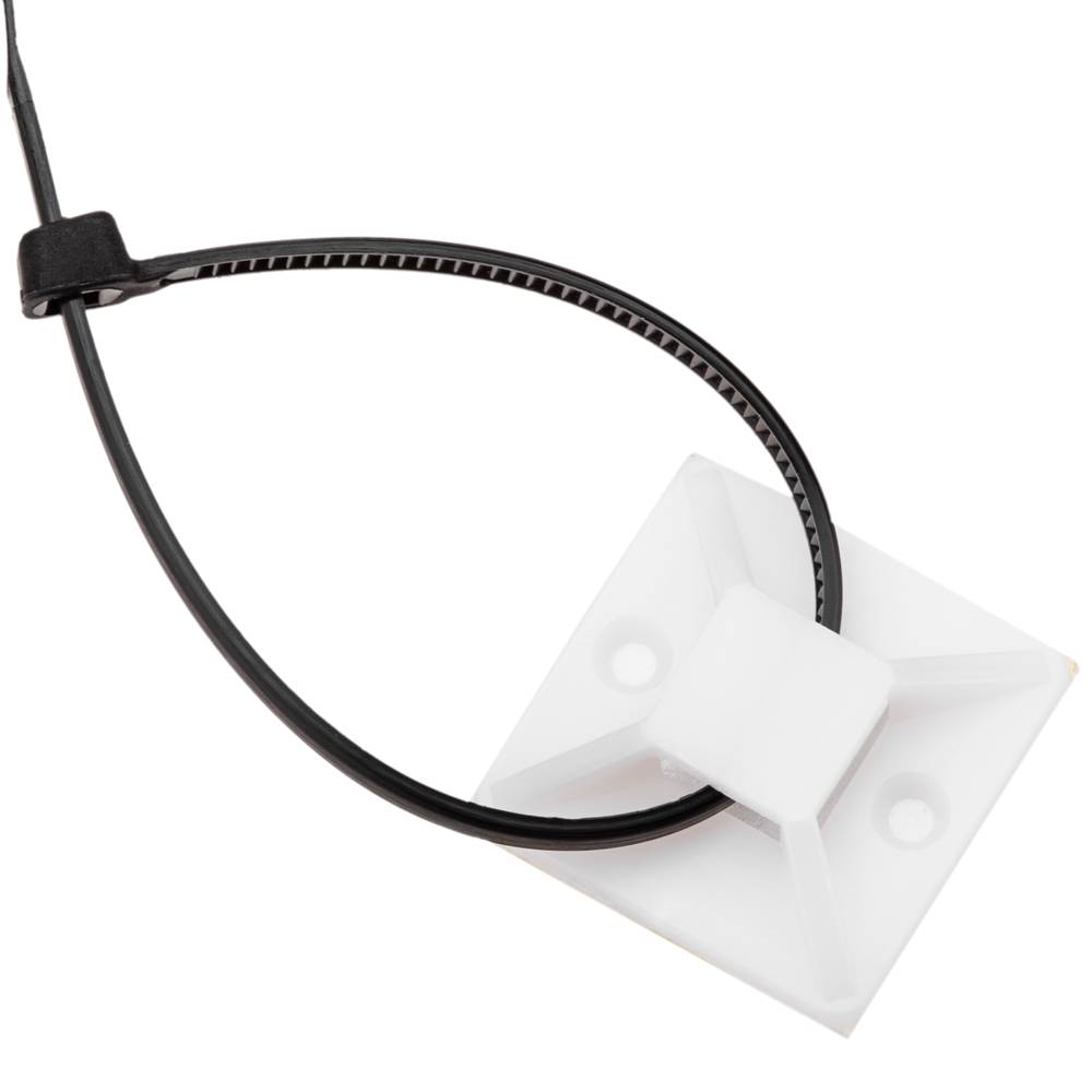 Confezione da 100 basi bianche autoadesive 25x25mm per fascette da 6,2mm