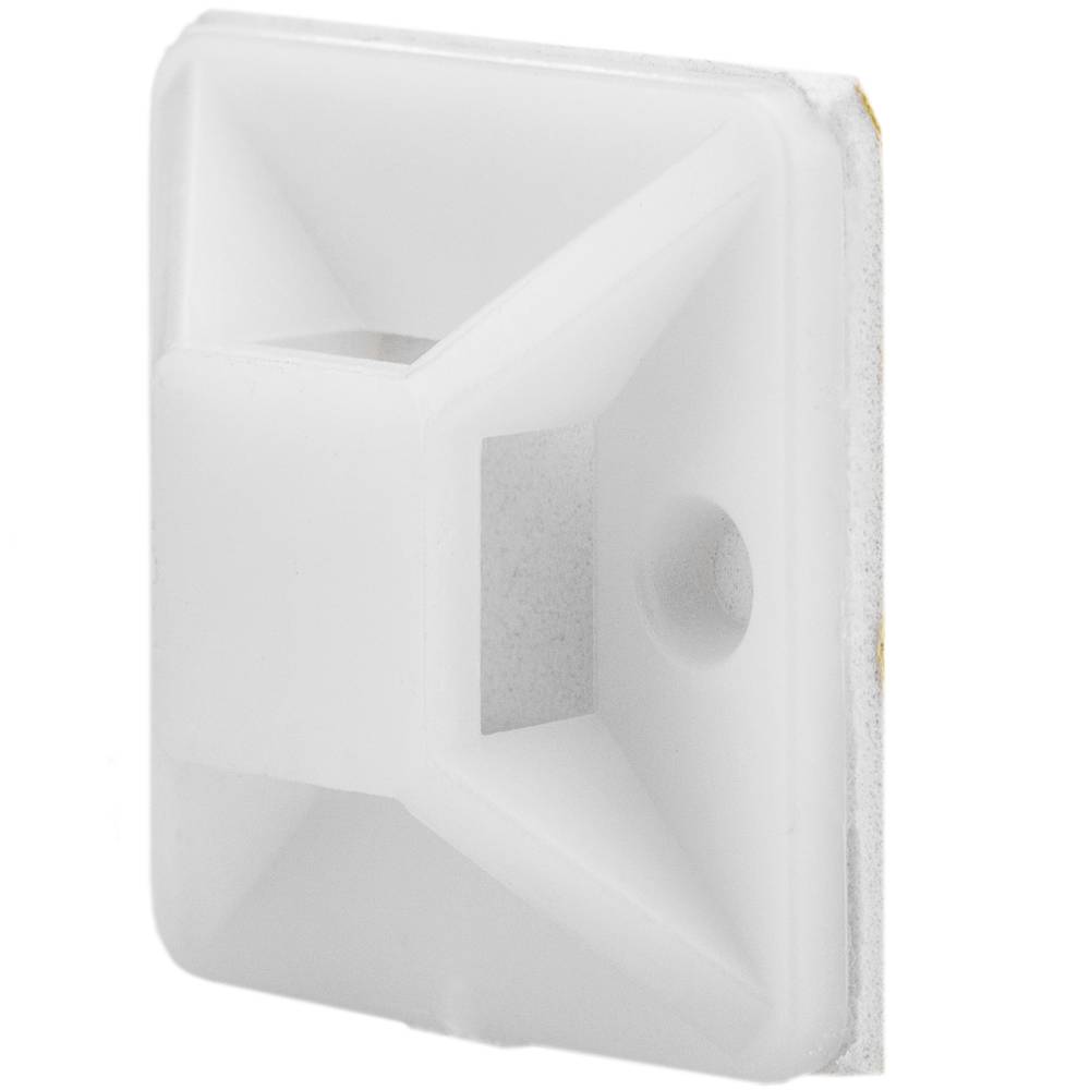 Confezione da 100 basi bianche autoadesive 25x25mm per fascette da 6,2mm