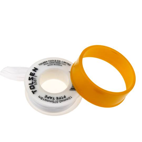 Biała taśma uszczelniająca z PTFE 12 mm x 0,75 mm w cewce Tolsena o długości 10 m