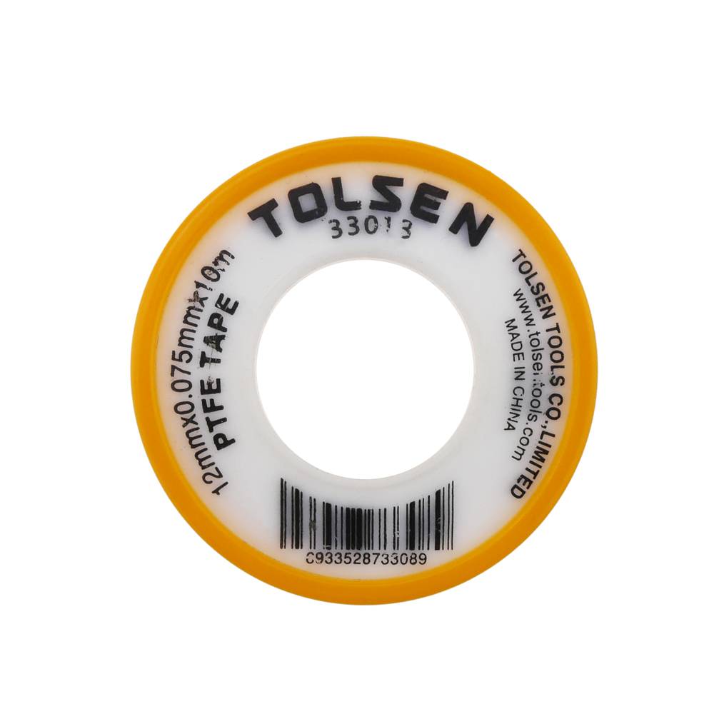 Biała taśma uszczelniająca z PTFE 12 mm x 0,75 mm w cewce Tolsena o długości 10 m