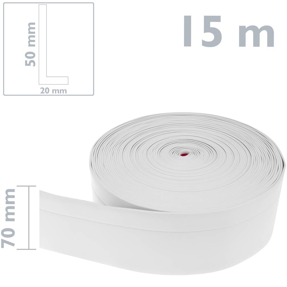 Flexible self-adhesive skirting board 50 x 20 mm. Length 15 m white