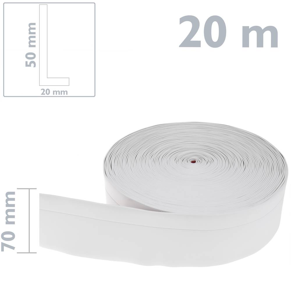 Rodapié flexible autoadhesivo 70 x 20 mm. Longitud 15 m blanco