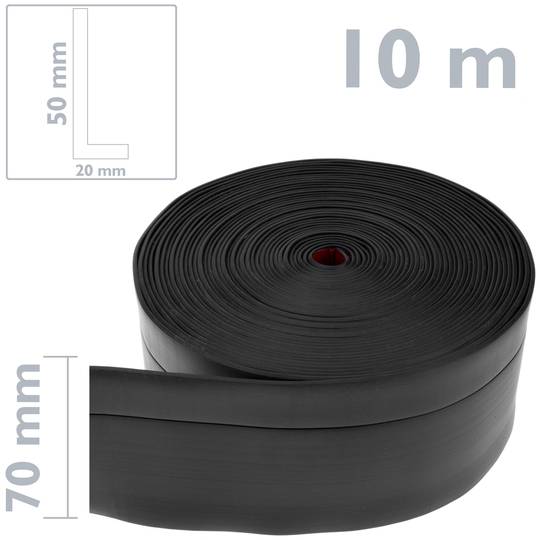 Rodapié flexible autoadhesivo 50 x 20 mm. Longitud 10 m negro