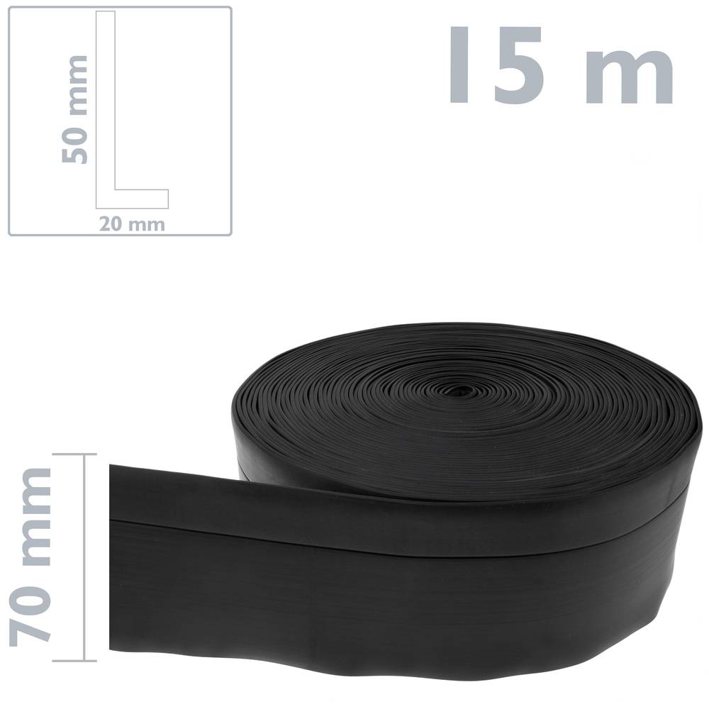 Plinthe autocollante flexible de 50 x 20 mm. Longueur 15 m noir