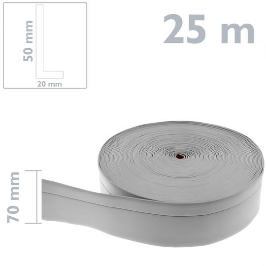 Battiscopa flessibile autoadesivo 50 x 20 mm. Lunghezza 25 m grigia