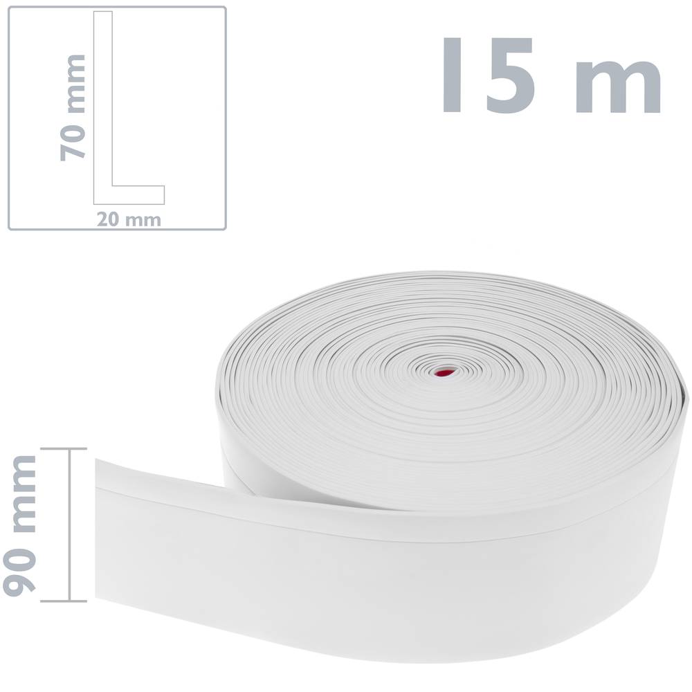 Rodapié flexible autoadhesivo 70 x 20 mm. Longitud 15 m blanco