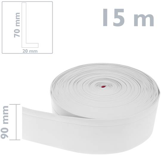 Rodapié flexible autoadhesivo 70 x 20 mm. Longitud 15 m blanco