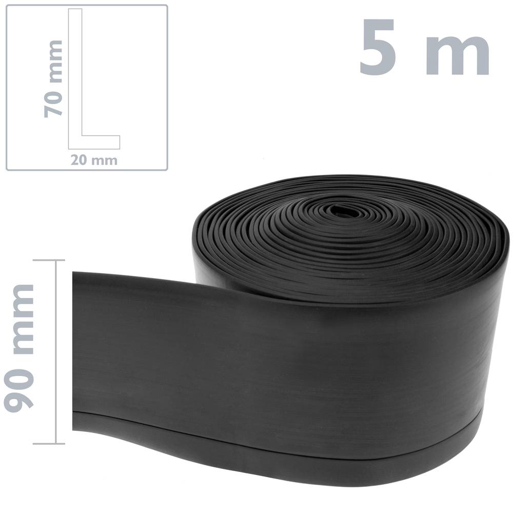 Rodapié flexible autoadhesivo 70 x 20 mm. Longitud 5 m negro
