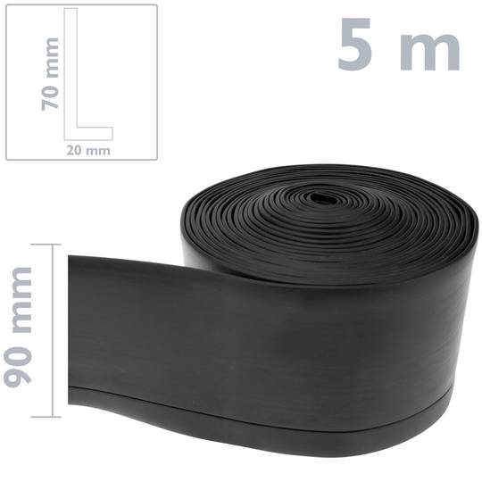 Rodapié flexible autoadhesivo 70 x 20 mm. Longitud 5 m negro