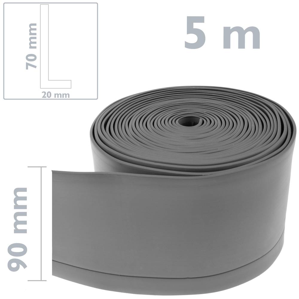 Rodapié flexible autoadhesivo 70 x 20 mm. Longitud 5 m gris