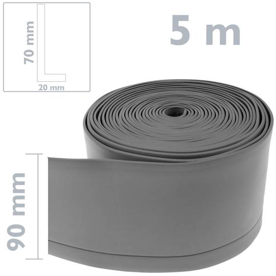 Rodapié flexible autoadhesivo 70 x 20 mm. Longitud 5 m gris