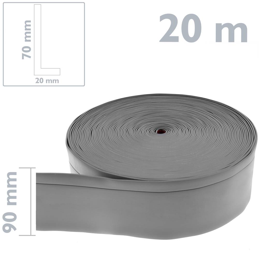 Plinthe flexible autocollante 70 x 20 mm. Longueur 20 m gris