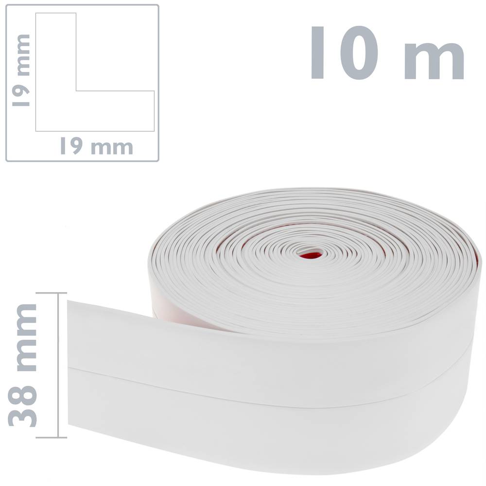Battiscopa flessibile autoadesivo 19 x 19 mm. Lunghezza 10 m bianca
