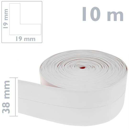Battiscopa flessibile autoadesivo 19 x 19 mm. Lunghezza 10 m bianca
