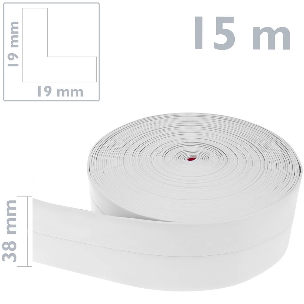Elastyczna samoprzylepna listwa przypodłogowa 19 x 19 mm. Długość 15 m biały