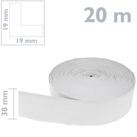 Rodapié flexible autoadhesivo 19 x 19 mm. Longitud 20 m blanco