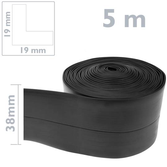 Plinthe flexible autocollante 19 x 19 mm. Longueur 5 m noir