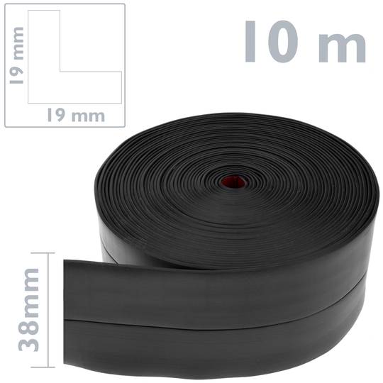 Rodapié flexible autoadhesivo 19 x 19 mm. Longitud 10 m negro
