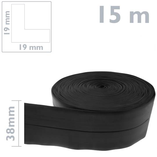 Flexibele zelfklevende plint 19 x 19 mm. Lengte 15 m zwart
