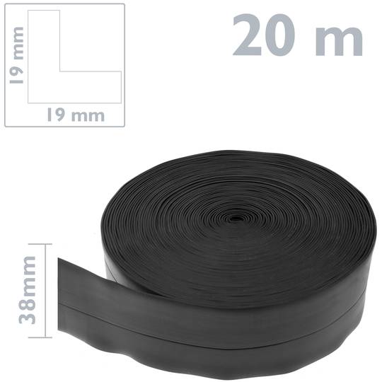Flexible selbstklebende Fußleiste 19 x 19 mm. Länge 20 m schwarz