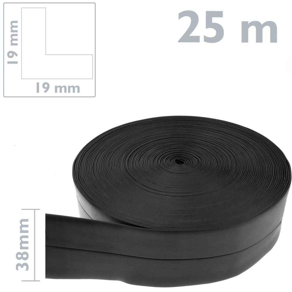Flexible selbstklebende Fußleiste 19 x 19 mm. Länge 25 m schwarz