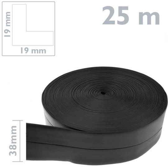Flexible selbstklebende Fußleiste 19 x 19 mm. Länge 25 m schwarz