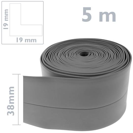 Battiscopa flessibile autoadesivo 19 x 19 mm. Lunghezza 5 m grigia