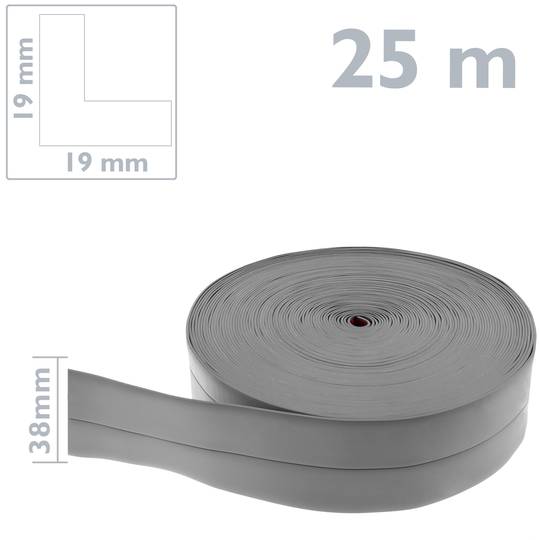 Flexible self-adhesive skirting board 19 x 19 mm. Length 25 m gray
