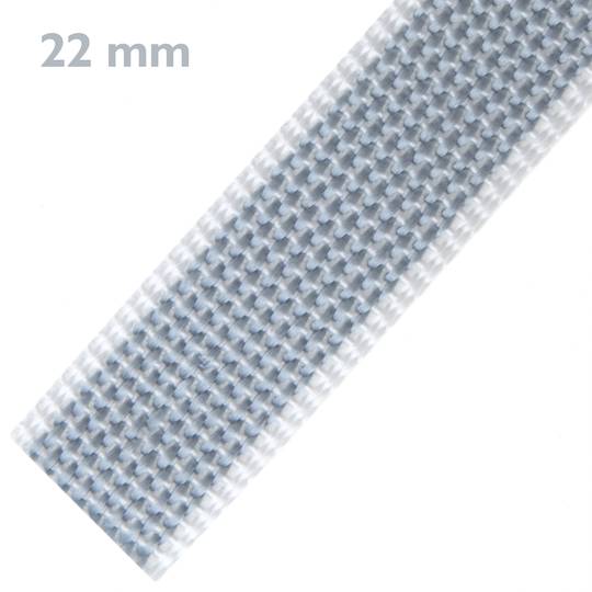 Cinta para persiana de nailon gris y blanco de 22mm x 6m