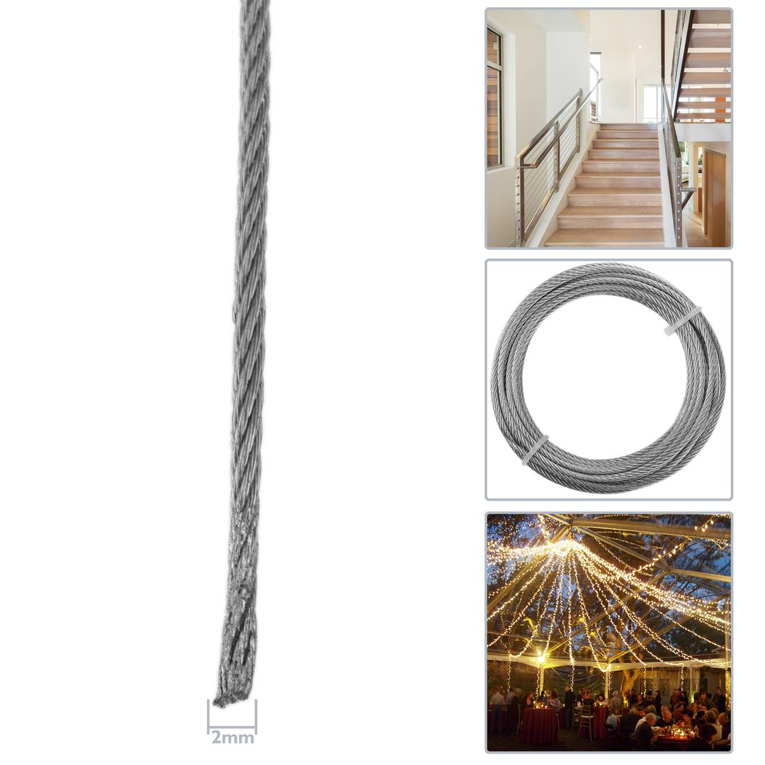 Stainless steel cable 2,0 mm. Reel of 6 m lenght