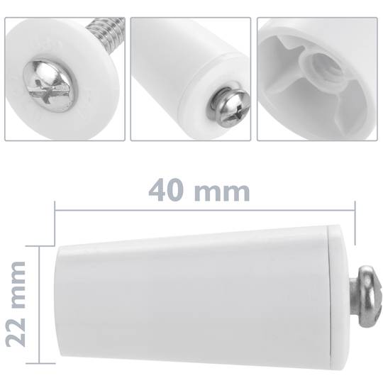 Confezione da 25 unità ferma cieco da 40 mm in bianco