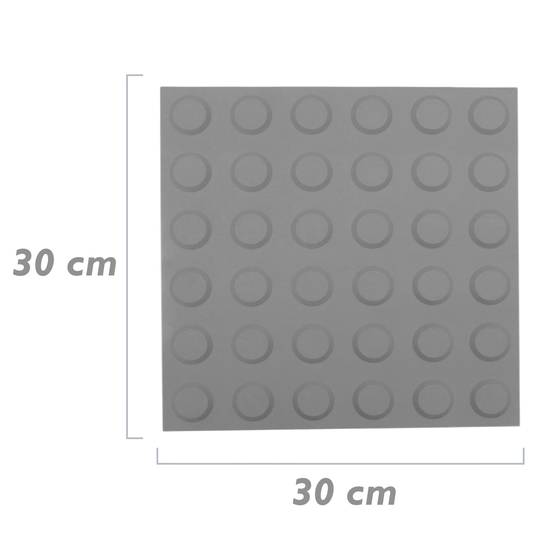 Pavimento tattile per non vedenti 30x30cm con cerchi di arresto e allarme grigio 10-pack