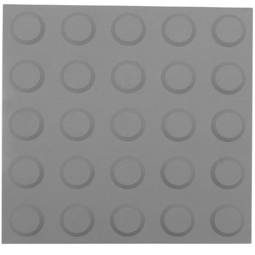Tactile paving floor tile for blind people 25x25cm with circles of stop and alert gray 10-pack