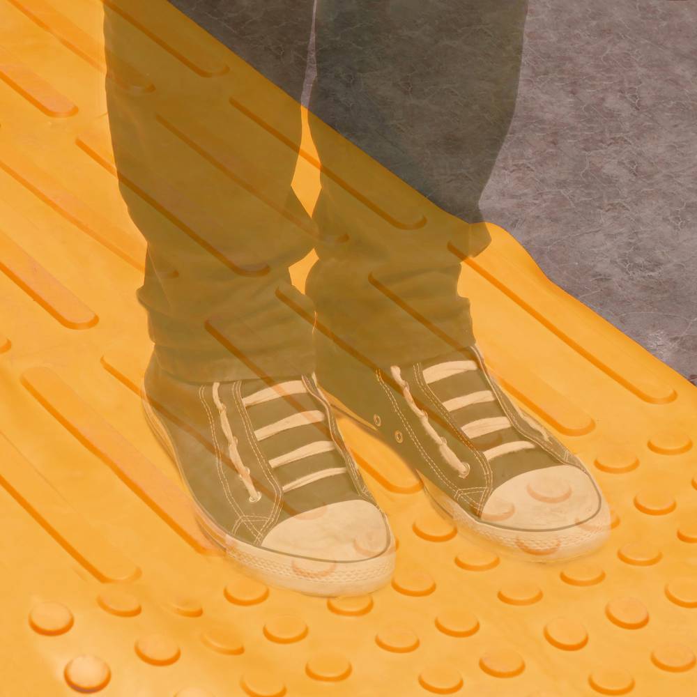 Pavimento tattile per non vedenti 40x40cm con cerchi di arresto e allarme giallo 10-pack