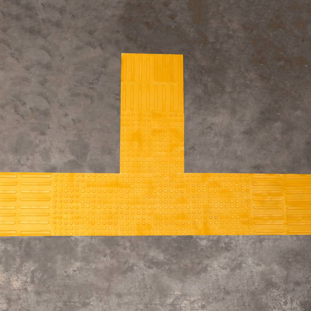 Baldosa podotáctil pavimento táctil ciegos invidentes de 40x40cm con franjas avance amarillo 10-pack