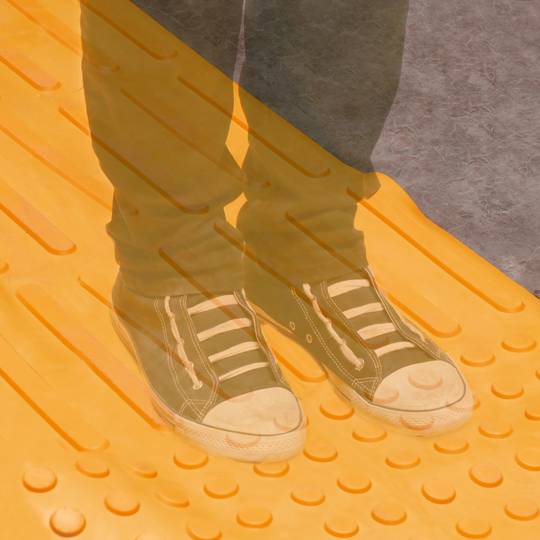 Pavé revêtement de sol tactile pour personnes aveugles 25x25cm avec cercles d'arrêt jaune 10-pack