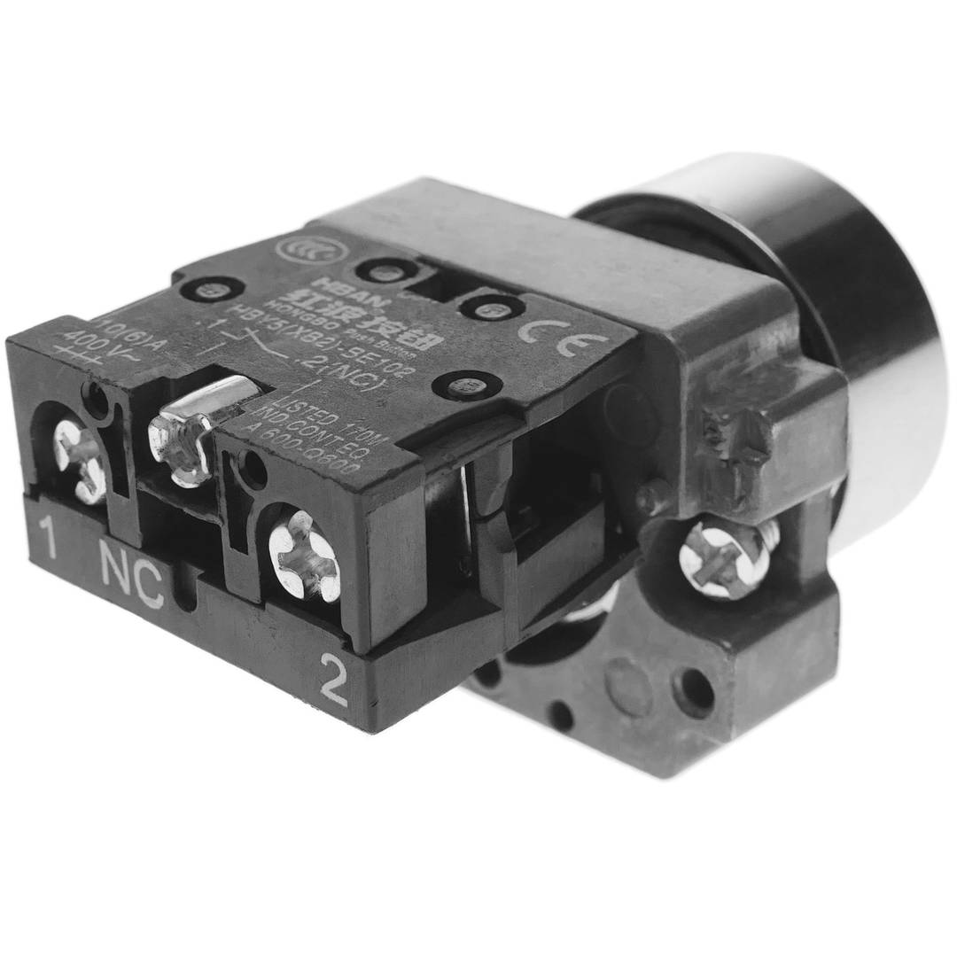 Bouton poussoir momentané 22mm 1NC 400V 10A normalement fermé blanc