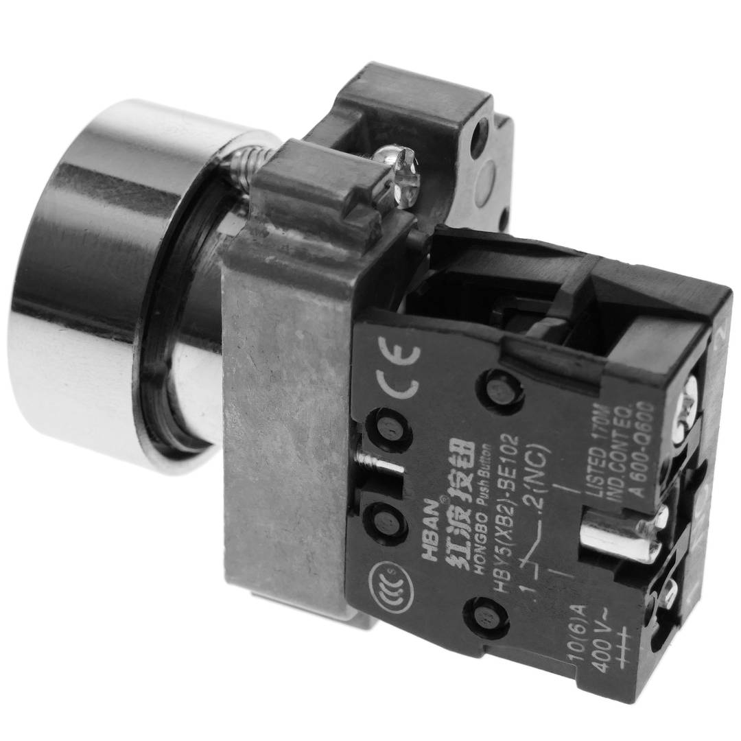 Bouton poussoir momentané 22mm 1NC 400V 10A normalement fermé blanc
