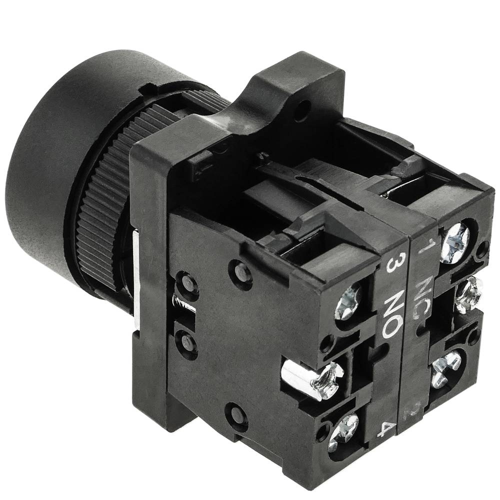 Pulsante momentaneo interruttore 22mm 1NO 1NC 400V 10A freccia nera
