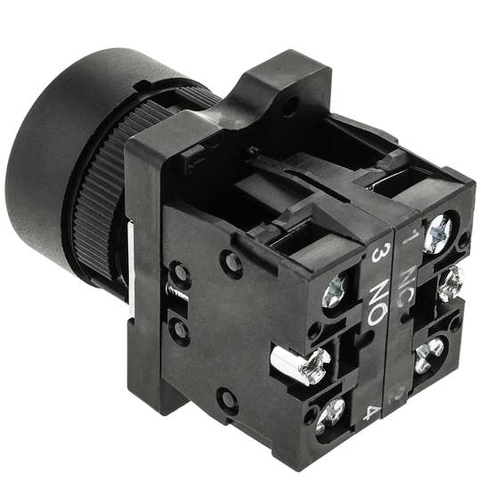 Pulsante momentaneo interruttore 22mm 1NO 1NC 400V 10A freccia nera