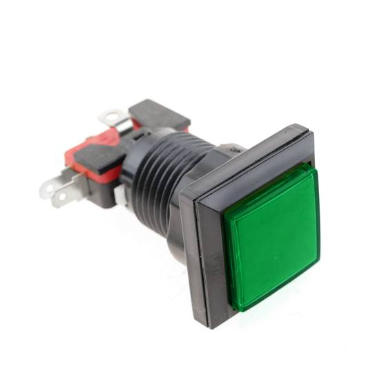 Botão de pressão arcade momentâneo 32x32 mm 1NO 1NC 250V 15A SPDT verde com luz