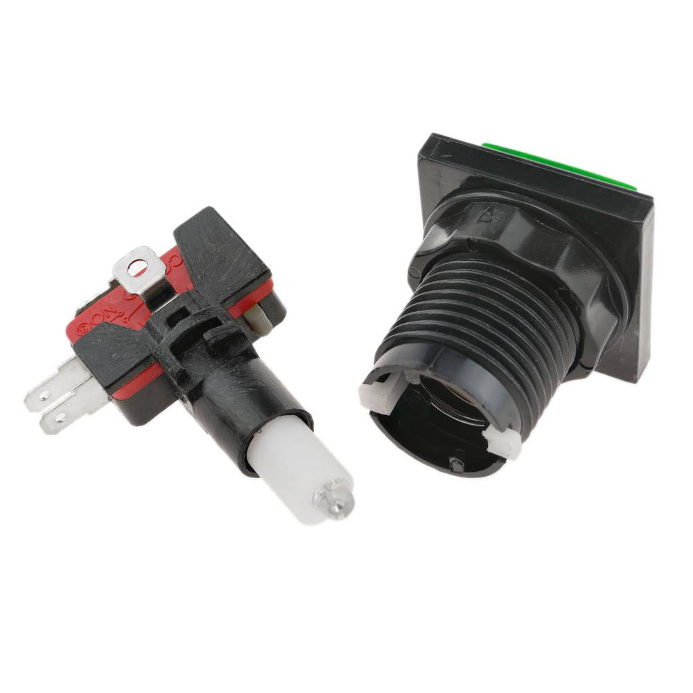 Botão de pressão arcade momentâneo 32x32 mm 1NO 1NC 250V 15A SPDT verde com luz