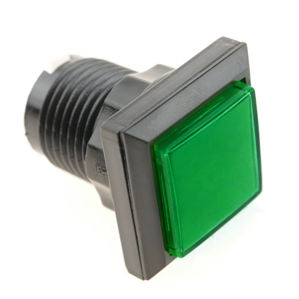 Botão de pressão arcade momentâneo 32x32 mm 1NO 1NC 250V 15A SPDT verde com luz