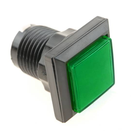 Botão de pressão arcade momentâneo 32x32 mm 1NO 1NC 250V 15A SPDT verde com luz
