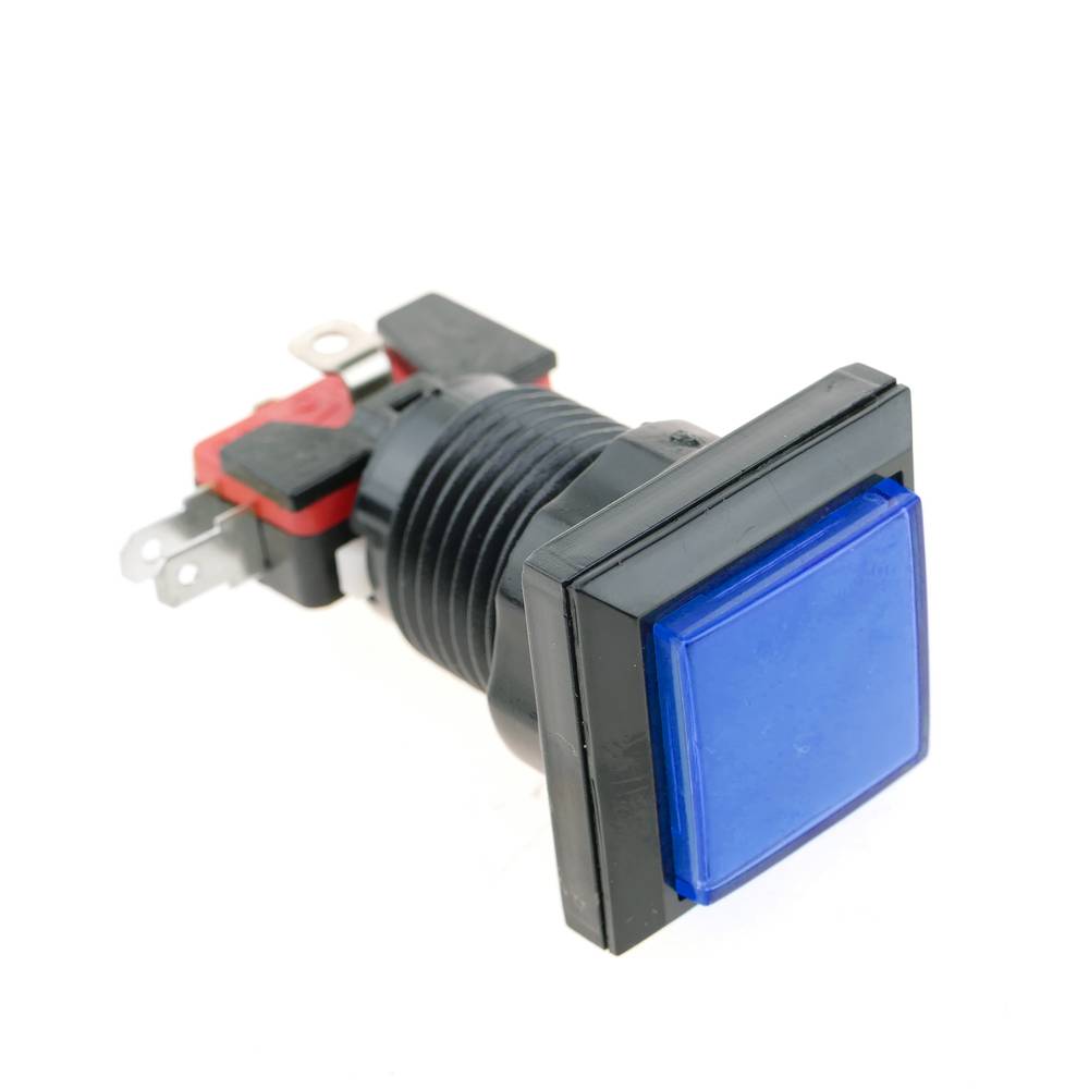 Pulsante arcade momentaneo interruttore 32x32 mm 1NO 1NC 250V 15A SPDT blu con luce