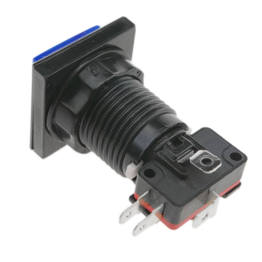 Pulsante arcade momentaneo interruttore 32x32 mm 1NO 1NC 250V 15A SPDT blu con luce